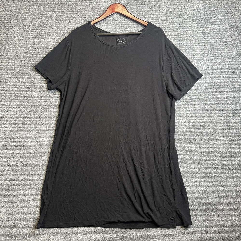 Cozy Earth T Shirt Dress Womens M Black Bamboo‎ Viscose Stretch Casual Jersey